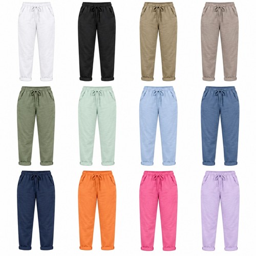 Damen leinenlook hose - leinenlook, italy