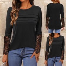 Damen Langarm Hemd Spitze