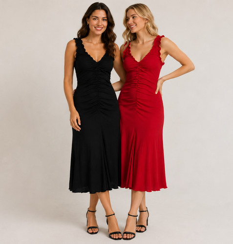 Damen midikleid rot - midikleid,