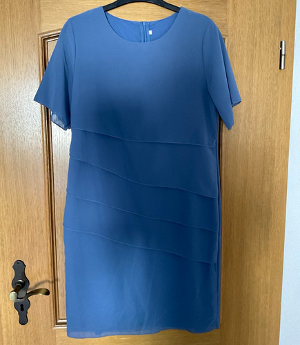 Damen etuikleid blau kurzarm - etuikleid,