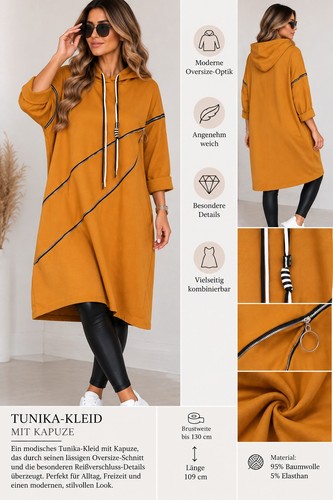 Oversize tunika kleid mit - oversize, tunika-kleid