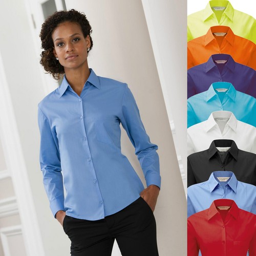 Damen bluse langarm - langarm, popeline